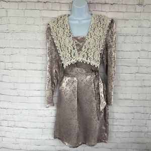 Vintage Scott McClintock satin floral sleepwear gown